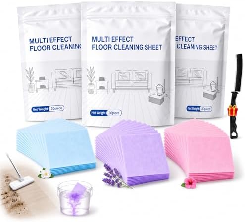 Floor Cleaning Tablets, 90 Sheets 3 Scent Pack, Multi Surface Floor Cleaner Sheets for Mopping, Floor Cleaner Tablets for Hardwood Tile Laminate Vinyl, Blue Camellia Lavender Wild Peach Hibiscus by Unknown