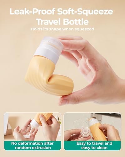BAGSMART 18 Pack TSA Approved Travel Bottles for Toiletries, Leak Proof Silicone Travel Size Containers Bottles for Shampoo, Soft Pastel - Image 5