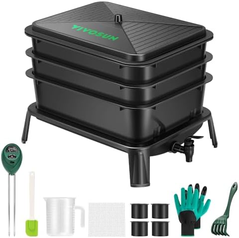 VIVOSUN 3-Layer Worm Compost Bin, 30L Worm Composter by VIVOSUN