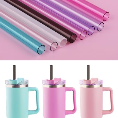 Replacement Straw Compatible with 40 oz Stanley Quencher Tumbler, 12 Inch Extra Long Reusable Plastic Straws for 40 Oz Cup, Black-6 Pack - Image 5