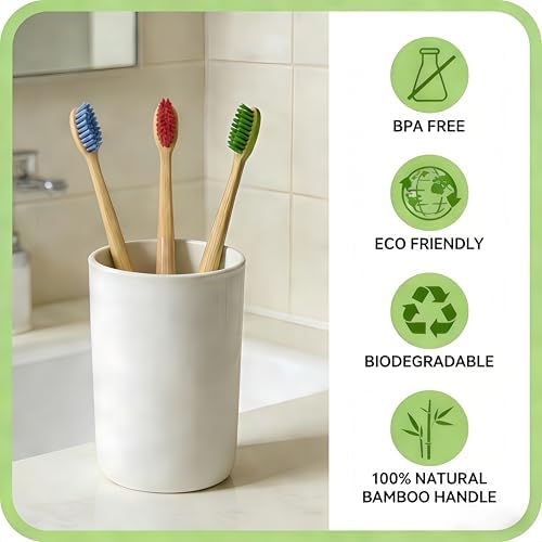 Gufiky Bamboo Toothbrushes Soft Bristles 6 Pack - Natural Wooden Toothbrush for Adults, Eco Friendly & Plastic Free Toothbrush with Cone Handle, Biodegradable & Non Toxic Tooth Brush Set - Image 2