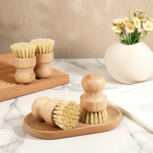 12 Packs Bamboo Dish Scrub Brushes, Full Circle Scrub Brush - Image 6