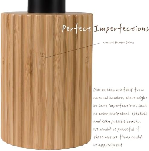 Ribbed Bamboo Soap Dispenser, Natural Finish Black Pump 7 oz - Image 6