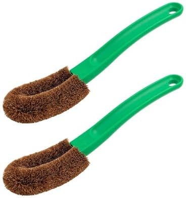 Kamenoko Jump - Japanese Kitchen Scrub Brushes with Handle - Set of 2 - Small - Green - Cleaning Brush for Kitchen, Bath, and Shoes - Made in Japan by KAMENOKO+TAWASHI