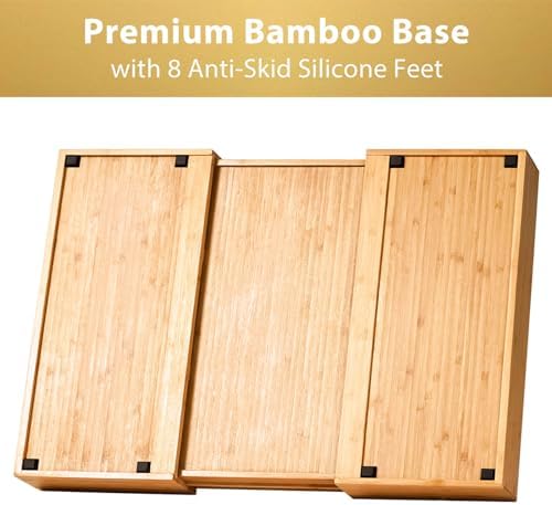 Umilife Extra Large Expandable Kitchen Siverware Utensils Drawer Organizer, 19" Deep for Big Drawer, Adjustable Bamboo Wood Drawer Divider with Curved Grooves, Cutlery Tray Flatware Holder - Image 4