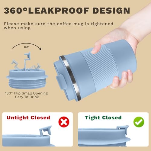 Vacuum Insulated Stainless Steel Travel Coffee Mug,Leak Proof Cup with Lid - Image 5