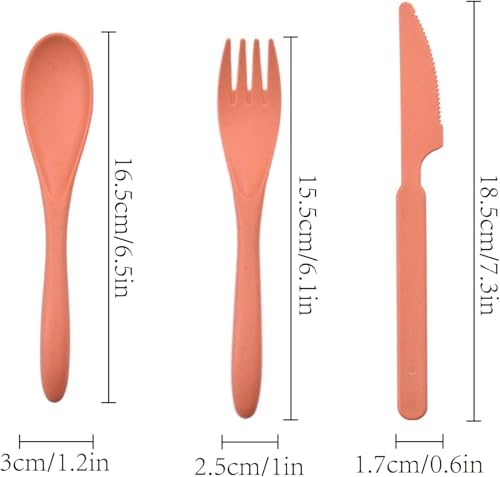 Zoyiancy 10 Sets Wheat Straw Cutlery Set, Reusable Flatware Utensils Set - Image 3