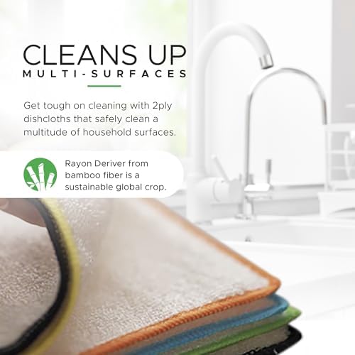 Whiffkitch Dishcloths Kitchen Dishrag Cleaning Scrub Reusable 6pk 9x9in - Image 3
