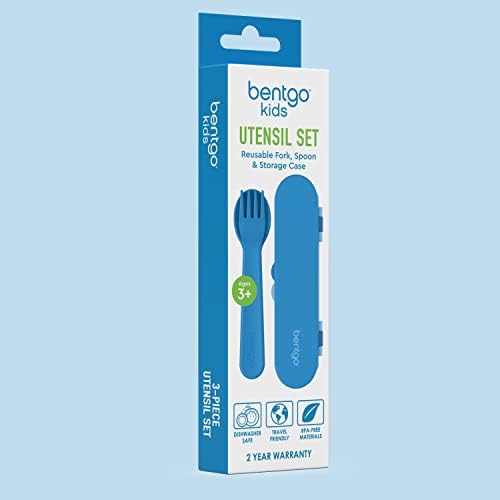 Bentgo® Kids Plastic Utensil Set - Reusable Fork, Spoon & Storage Case, PFAS- & BPA-Free, Easy-Grip Handles, Lightweight, Dishwasher Safe, School Lunch, Travel & On-the-Go (Blue) - Image 7