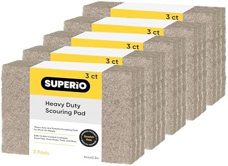 Natural Scouring Pad Non-Scratch Sisal Plant Based Scrubber Cleaning Scrub Pads, Eco-Friendly Reusable Kitchen Scrubbing Pad Pack of 15, by Superio by Superio