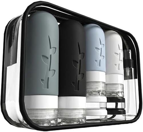DEPOZA 16-Pack Travel Bottles for Toiletries with Clear Bag, Black by TravelingisaspiritualpracticeDepozawillaccompanyyouonyourspiritualpath
