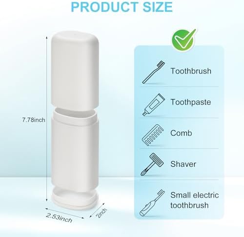 Travel Toothbrush and Toothpaste Case,Portable White Tooth Brush Holder,Large Toothbrush Container with Mouthwash Cup,2 in 1 Toothbrush Organizer for Traveling,Camping,School,Home -2PCS - Image 2