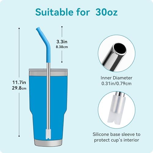30 oz Straight Metal Straws with Silicone Tip for 30 oz Tumbler - Image 4