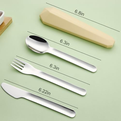 DEVICO Utensils for Lunch Box, 4Pcs Travel Silverware Set with Case, Yellow - Image 2