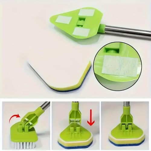 3-in-1 Extendable Long Handle Floor Scrubber Brush with Sponge - Image 3