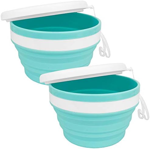 CARTINTS Collapsible Bowls With Lids Silicone Food Storage Containers Collapsible Camping Bowls Silicone Lunch Containers, Ideal for Travel and Camping, 32oz/950ml(Blue) by CARTINTS