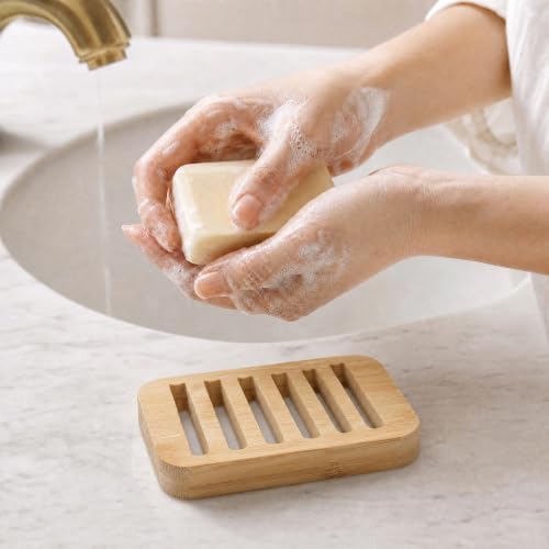 Bamboo Soap Dish, Soap Holder Soap Case Sponge Tray Sponge Drain Rack for Kitchen & Bathroom - Image 2