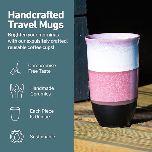 NOVA CERAMICS Coffee Travel Mug – Reusable Coffee Cup – Microwave & Dishwasher Safe Coffee Green Tumbler - Gifts For Women Men Him Her – 16oz – Eclipse - Image 2