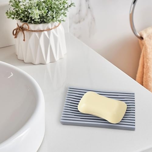 Aoheuo Modern Minimalist Soap Dish (1Pack),Drainage Silicone Soap Holder,5.5 Long by 3.15 Wide,0.55 inches high,Used for Kitchen,Bathroom,and Bar Sink(Incanus) - Image 7