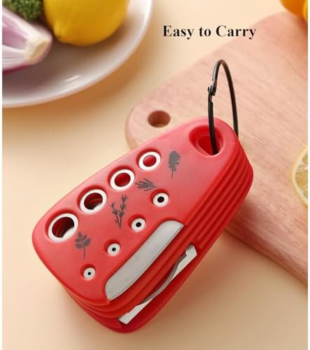 Kitchen Gadgets Set 6 Pieces, Space Saving Cooking Tools Kitchen Accessories-Garlic Grinder, Cheese Grater, Vegetable Peeler, Pizza Cutter, Herb Stripper, Bottle Opener, Gadgets Gift Set (Red) - Image 6