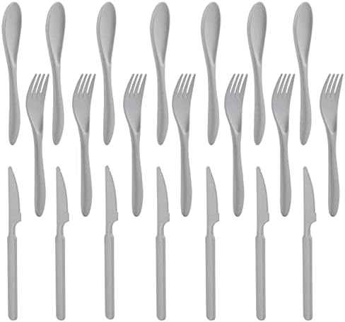 Zoyiancy 21Pcs Wheat Straw Cutlery Set, Grey Reusable Utensil Set by ZoyiancyLifeButler