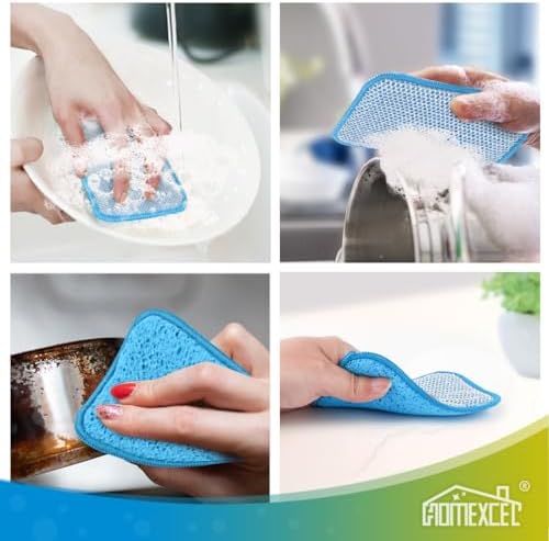 HOMEXCEL 12 Pack Scrub & Wipe Cloths, Scrub Sponges with Non-Scratch Wire Dishwashing Rag for Kitchen, All-Purpose Cloth for Dishes, Pots, Pans, Non-Stick Cookware, Countertops (Blue) - Image 7