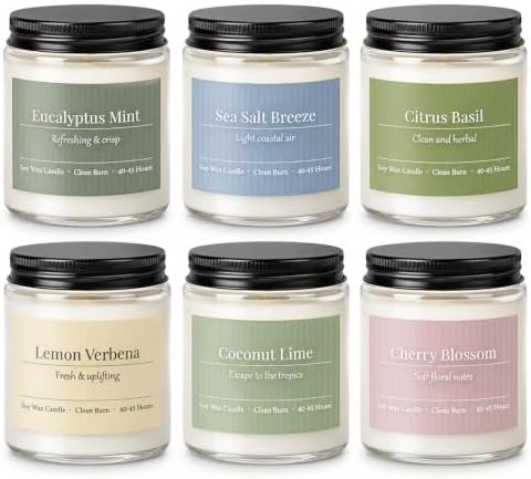 Scented Candles Gift Set,6 Pack Spring Summer Soy Wax Aromatherapy Candles by PELN