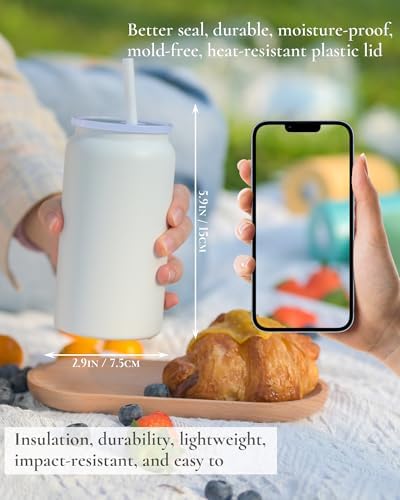 16 oz Tumbler, Insulated Tumbler with Straw, Iced Coffee Tumbler - Image 2