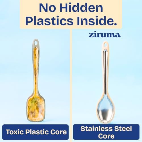 NonToxic Platinum Silicone Utensils, 100% Plastic-Free, 8-Pcs, Beige - Image 3
