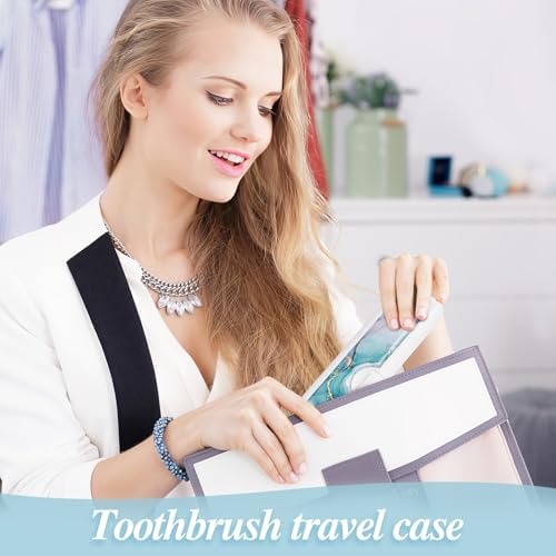 2 Pcs Toothbrush Travel Case - Colorful Pattern, Holder and Covers for Toothbrushes, Includes Tongue Scraper Case - Image 4