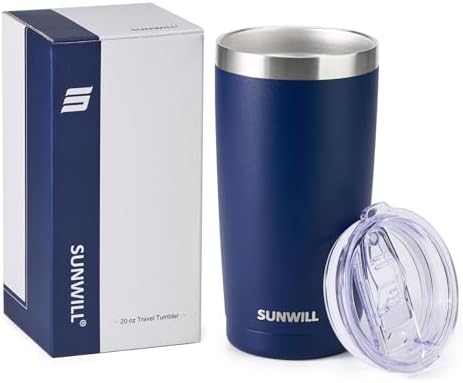 SUNWILL Travel Coffee Tumbler 20 oz, Insulated Mug with Lid, Stainless Steel Cup for Outdoor, Powder Coated Navy - Image 5