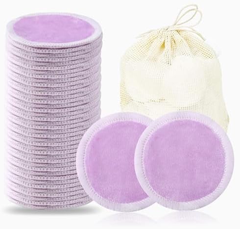wegreeco 40 Pack Reusable Makeup Remover Pads, Washable Reusable Cotton Rounds Pads for Face, Makeup Remover Cloths for All Skin - (Light Purple) by wegreeco