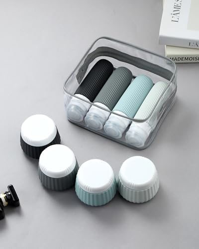 Mrsdry Travel Bottles 8 Pack, TSA Approved 3 oz Toiletries Containers, Leak Proof Silicone Squeezable Essentials Jars with Clear Bag - Image 6