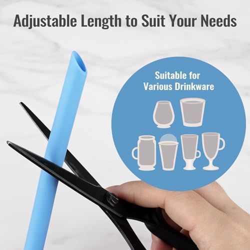 NiHome 6-Pack Wide Reusable Bent Silicone Straws for Smoothies, Milkshake - Image 5