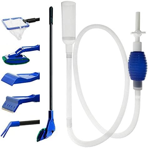 Aquarium Fish Tank Cleaning Kit - 5 in 1 Algae Scraper Set - Siphon Vacuum for Water Changing and Sand Cleaner (Cleaner Set) by GreenJoy