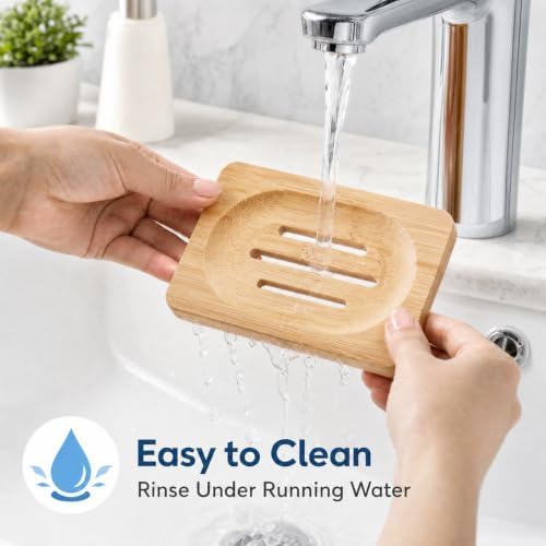 Bamboo Soap Dish, Soap Holder Soap Case Sponge Tray Sponge Drain Rack for Kitchen & Bathroom - Image 3