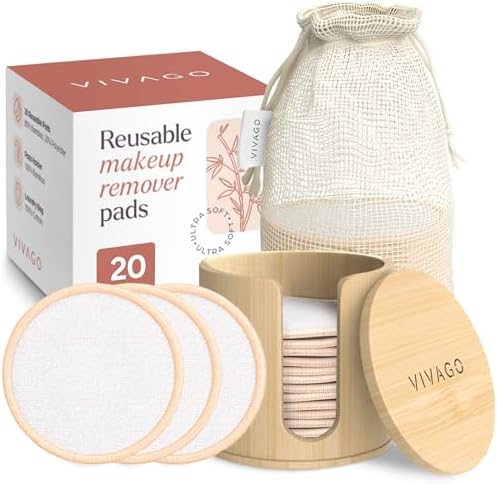 VIVAGO Reusable Cotton Rounds for Face - 20 Pack by VIVAGO