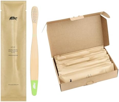Sea Turtle Plant-Based Bristles, Soft Bamboo Toothbrushes, Individually Sealed for Kids (10 Pack) by SeaTurtle
