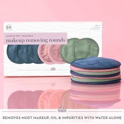 S&T INC. Makeup Remove Wipes, 7 Pack + Bag, 4" Diameter, Assorted Colors - Image 2