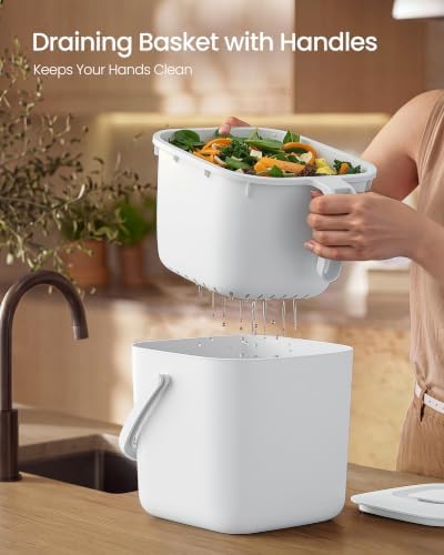 SONGMICS Compost Bin for Kitchen Counter, Plastic, 1.8-Gallon (7 L) - Image 5