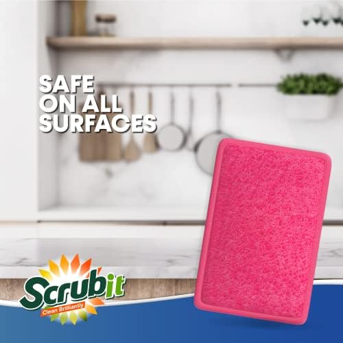 Scrub and Wipe Scrubbing Pads [10 Pack] – SCRUBIT Dual Sided Scouring Pad and Sponge - Reusable Kitchen Scrubbing Sponges for Dishes, Pots, Pans Utensils & Non-Stick Cookware (Pink) - Image 2