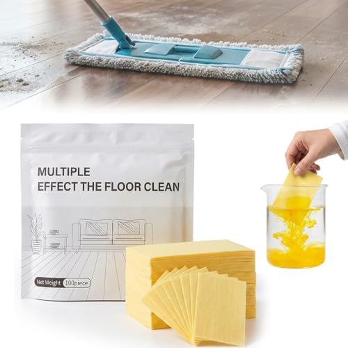 100 Piece Floor Cleaning Tablets, 2026 New Multi-Surface Cleaner for Hardwood Laminate Tile Vinyl Floors, Floor Cleaning Sheets Pre-Measured Dissolvable Cleaning Solution for Mopping (Yellow) by WelcometoNitvei