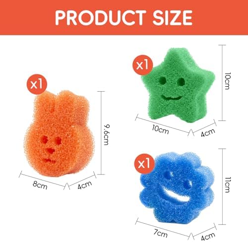 3 Pack Cute Animal Scratch Free Scrub Sponges for Kitchen Dish Cleaning - Image 2