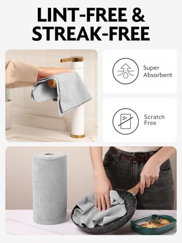 Fantasticlean Microfiber Cleaning Cloth Roll- 75 Sheets, 12" x 12" (Grey) - Image 6