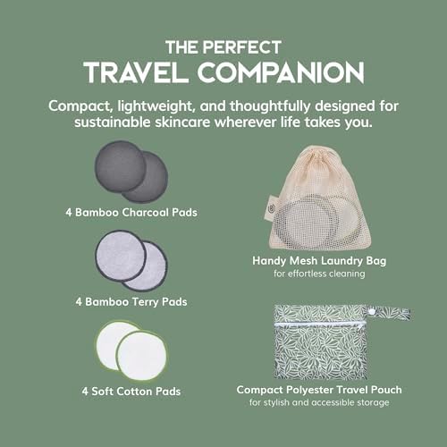 GREENZLA Reusable Makeup Remover Pads |12 Pack | Travel Set - Image 2