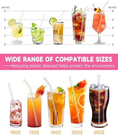 10 Pcs Reusable Glass Straws, 8” Colorful Glass Straws Shatter Resistant - Image 3