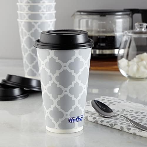 Hefty Disposable Hot Cups with Lids, Insulated Paper Coffee Cups for Tea, Cocoa and Hot Beverages, Leak Resistant Single Use Drink Cups, 16 Ounce, 20 Count - Image 2