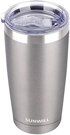 SUNWILL Travel Coffee Tumbler 20 oz, Insulated Mug with Lid, Stainless Steel Cup for Hot and Cold Drinks, Cool Grey by SUNWILL