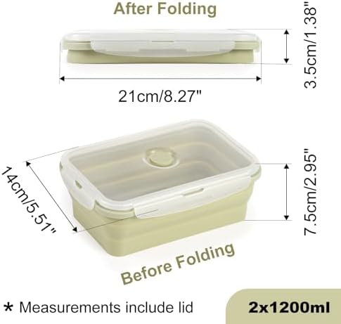 Collapsible Silicone Food Storage Containers with Airtight Lid & Vent 40oz - Image 4