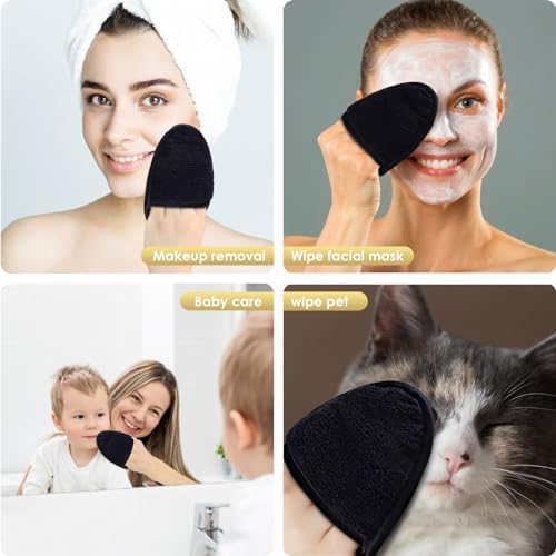 SINLAND Reusable Makeup Remover Pads Black 6 Pack - Image 2